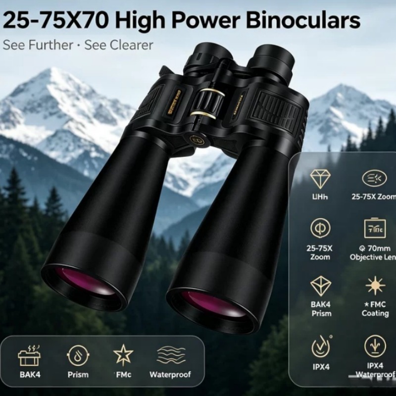 National Geographic Telescope 70Mm - BORWOLF 25-75X70 Large Objective Lens Binoculars,