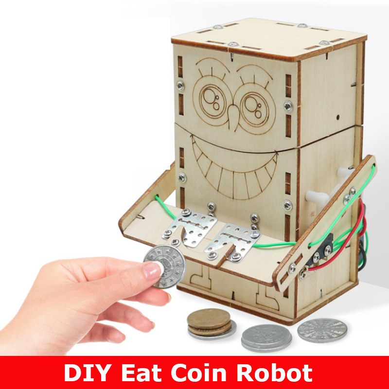 Science Robotics - Wooden Electric Powered Eat Coin Robot