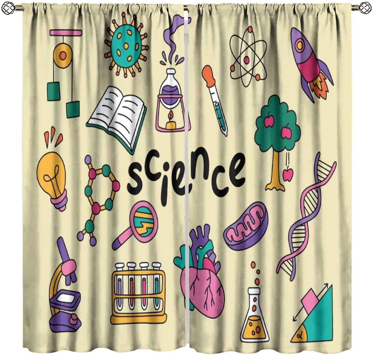 Science Theme Curtains 2pcs Ed - Science Nursery recension och pris