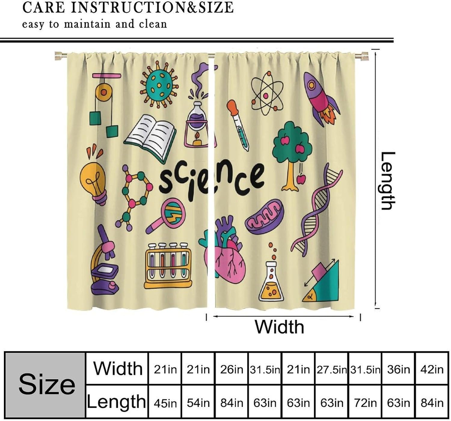 Science Theme Curtains 2pcs Ed - Science Nursery recension och pris